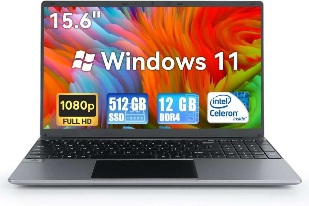 URAO Laptop 12GB DDR4 512GB SSD Intel Celeron N5095 Quad-Core Processor up to 2.9Ghz,15.6 IPS Screen(1920x1080) Windows 11 Laptops Computer with 2.4/5G WiFi,Bluetooth 4.2,HDMI,2xUSB 3.0,Type-C